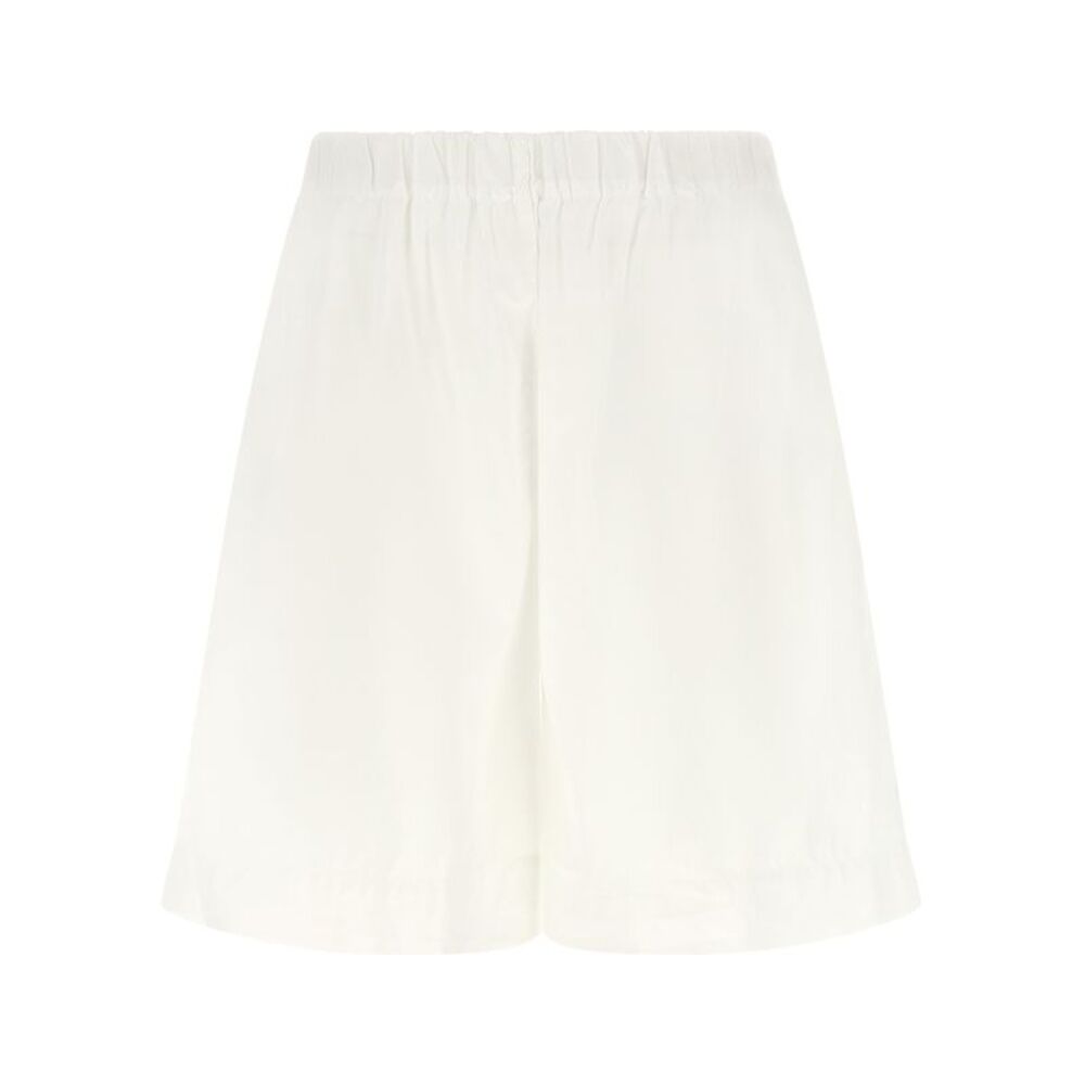 XACUS White Cotton Bermuda Women's Shorts